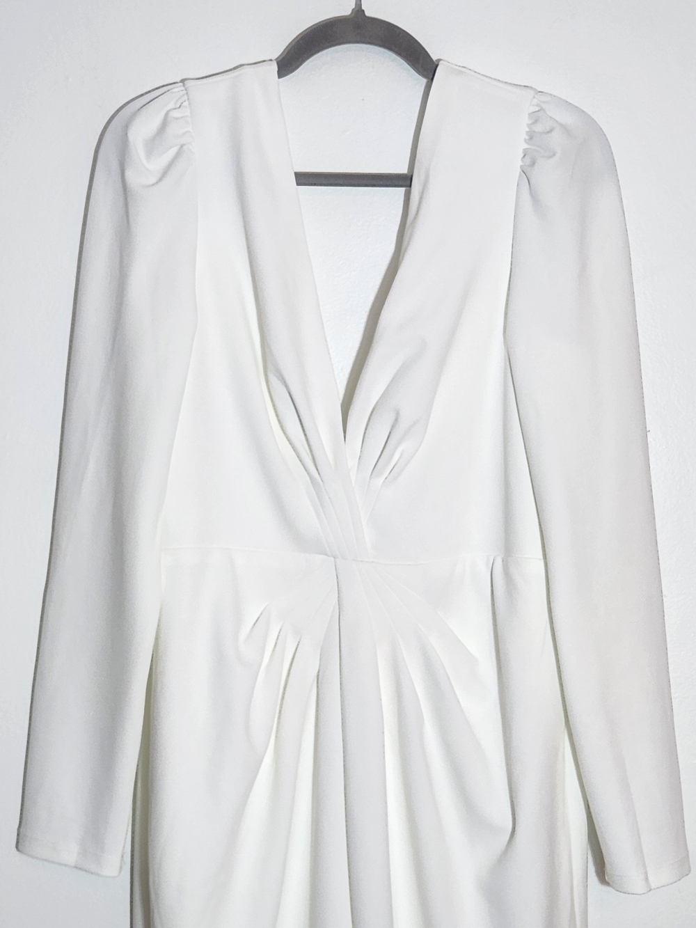 Lulus White Long Sleeve Mermaid Wedding Dress with Deep V-Neck Size XL - Picture 5 of 11